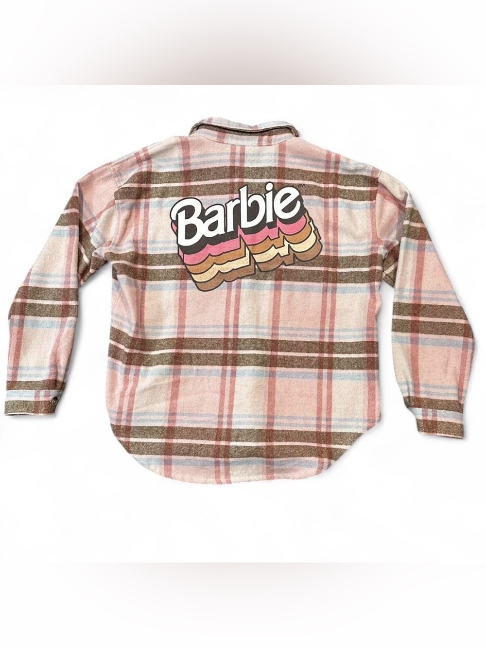 Barbie Pink Plaid Flannel Shirt womens medium